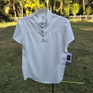 NEW Fits Off-White Show Shirt Short Sleeve Rhinestone Buttons Women's Size L